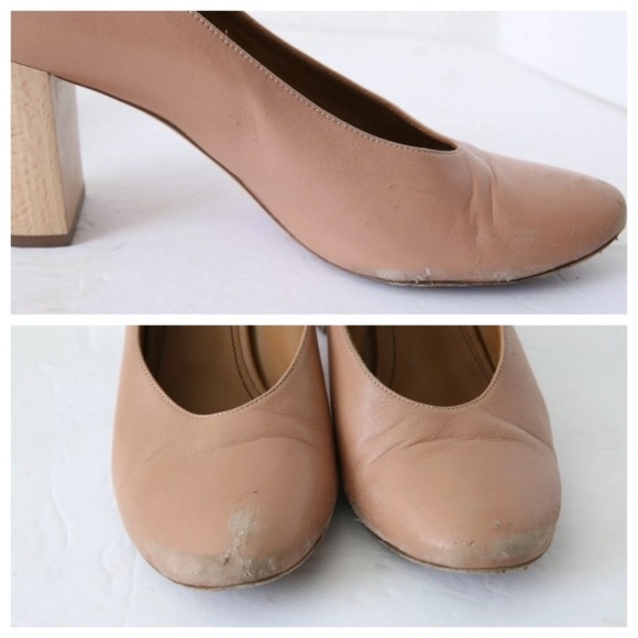 CHLOE Harper Nude Beige Leather Block Heels *flaw - Picture 8 of 8